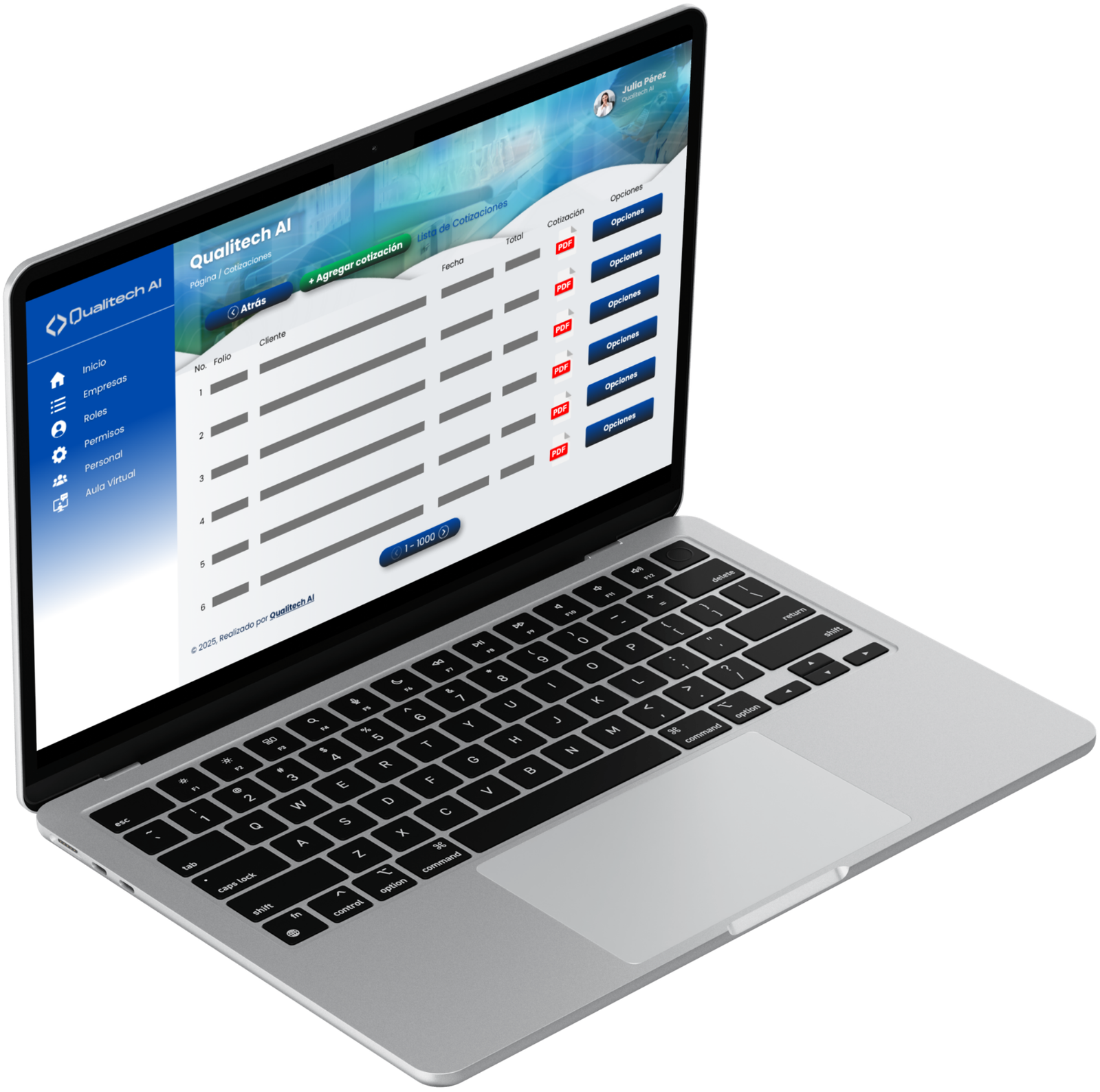 Interfaz ERP-17025 en Laptop